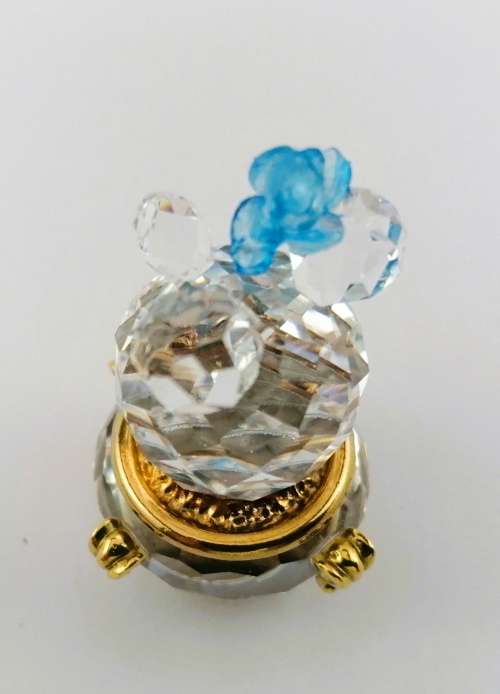 Swarovski Crystal Memories Blue Cactus Plant Gold Plated