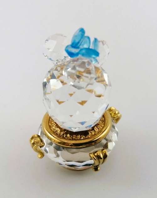 Swarovski Crystal Memories Blue Cactus Plant Gold Plated