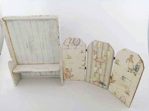 Vintage Dolls House Miniature Cupboard and Screen