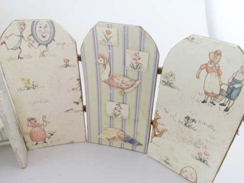 Vintage Dolls House Miniature Cupboard and Screen