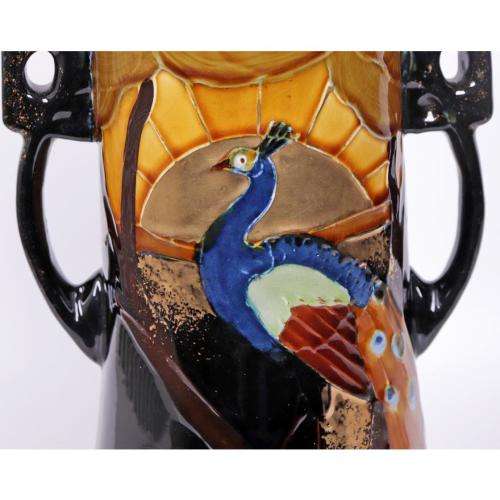 Thomas Forester and Sons Phoenix Ware art pottery two-handled vase