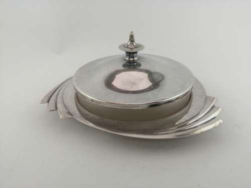 Art Deco Cabotine England EPNS lidded Dish Silver-plated serving dish