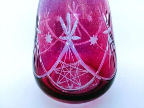 Beautiful Cranberry Cut Glass Decanter