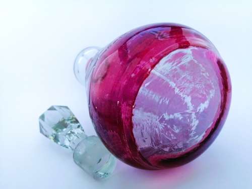 Beautiful Cranberry Cut Glass Decanter