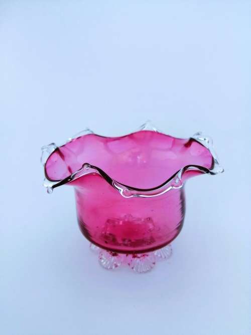 Beautiful Cranberry Cut Glass Bowl