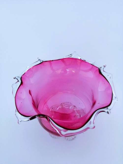 Beautiful Cranberry Cut Glass Bowl