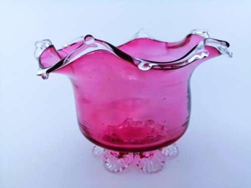 Beautiful Cranberry Cut Glass Bowl