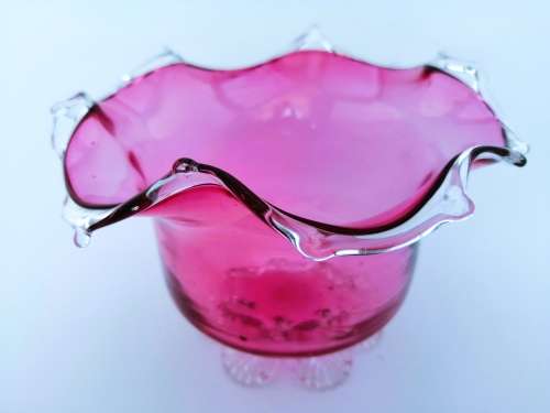 Beautiful Cranberry Cut Glass Bowl