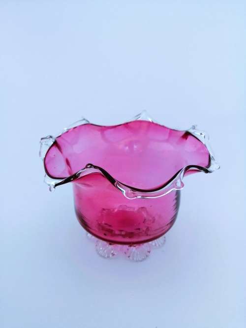 Beautiful Cranberry Cut Glass Bowl