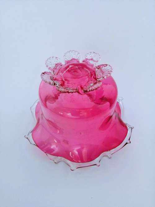 Beautiful Cranberry Cut Glass Bowl