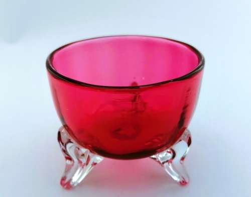 Beautiful Cranberry Cut Glass Sugar Bowl