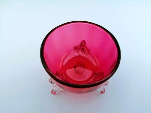 Beautiful Cranberry Cut Glass Sugar Bowl