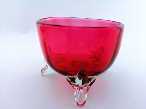 Beautiful Cranberry Cut Glass Sugar Bowl