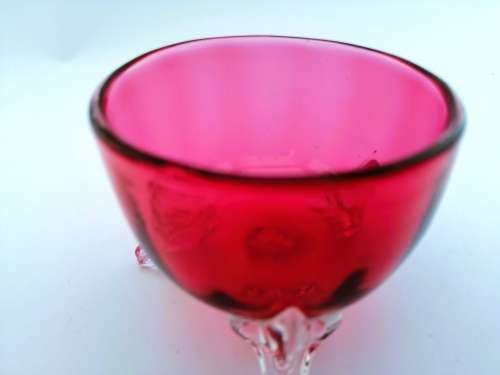 Beautiful Cranberry Cut Glass Sugar Bowl