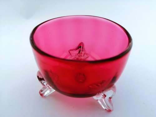 Beautiful Cranberry Cut Glass Sugar Bowl
