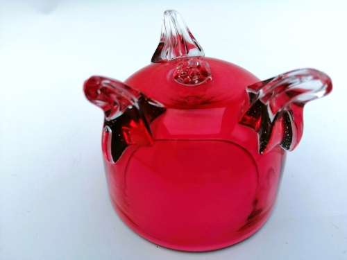 Beautiful Cranberry Cut Glass Sugar Bowl