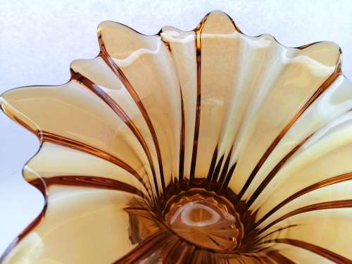 Murano Amber Large Glass Vase with flower frog