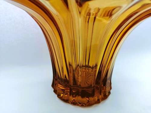 Murano Amber Large Glass Vase with flower frog