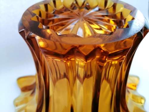 Murano Amber Large Glass Vase with flower frog