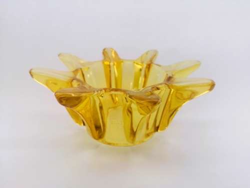 Murano Amber Large Glass Vase with flower frog