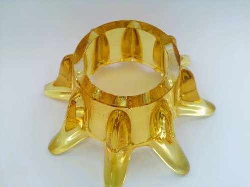 Murano Amber Large Glass Vase with flower frog