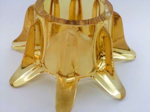 Murano Amber Large Glass Vase with flower frog