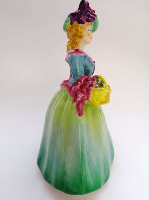 W.H. GOSS PORCELAIN LADY FIGURINE WITH APPLE BASKET, EDYTH, SCARCE
