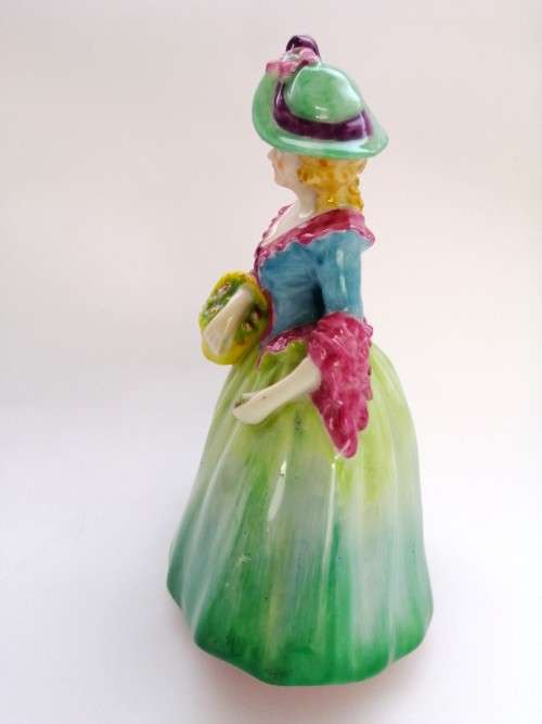 W.H. GOSS PORCELAIN LADY FIGURINE WITH APPLE BASKET, EDYTH, SCARCE