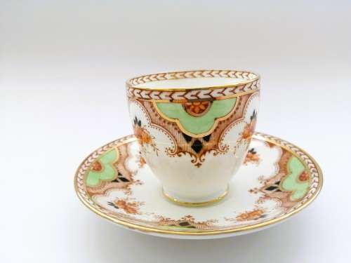 Art Deco Taylor and Kent Longton England Demitasse Tea Cup and Saucer Bone China Floral