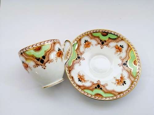 Art Deco Taylor and Kent Longton England Demitasse Tea Cup and Saucer Bone China Floral