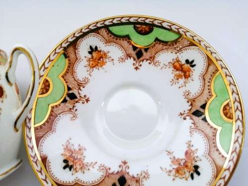 Art Deco Taylor and Kent Longton England Demitasse Tea Cup and Saucer Bone China Floral