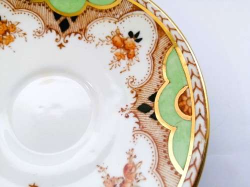 Art Deco Taylor and Kent Longton England Demitasse Tea Cup and Saucer Bone China Floral