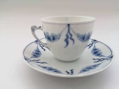 Bing Grondahl B and G Kobenhavn Denmark Royal Copenhagen Empire Blue Fluted cup and saucer