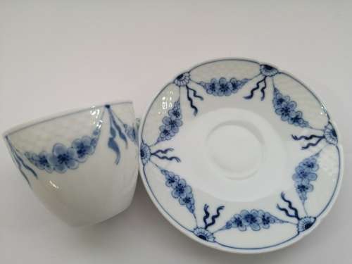 Bing Grondahl B and G Kobenhavn Denmark Royal Copenhagen Empire Blue Fluted cup and saucer
