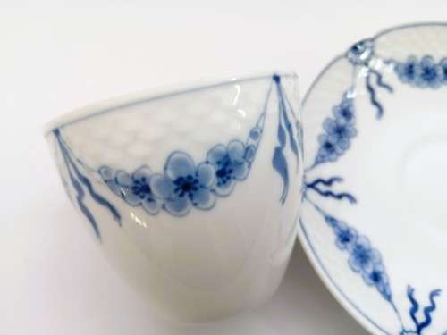Bing Grondahl B and G Kobenhavn Denmark Royal Copenhagen Empire Blue Fluted cup and saucer