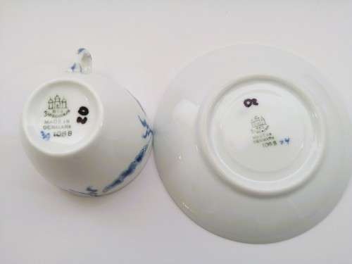 Bing Grondahl B and G Kobenhavn Denmark Royal Copenhagen Empire Blue Fluted cup and saucer