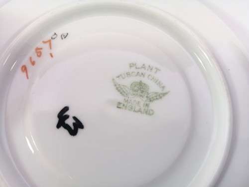 Tuscan Plant Handpainted Art Deco Floral Bone China demitasse Cup and Saucer