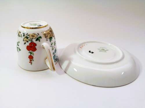 Tuscan Plant Handpainted Art Deco Floral Bone China demitasse Cup and Saucer