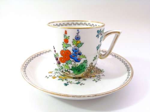 Tuscan Plant Handpainted Art Deco Floral Bone China demitasse Cup and Saucer