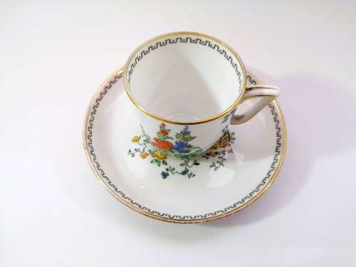 Tuscan Plant Handpainted Art Deco Floral Bone China demitasse Cup and Saucer