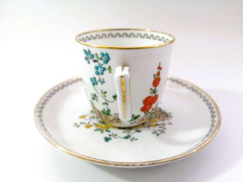 Tuscan Plant Handpainted Art Deco Floral Bone China demitasse Cup and Saucer