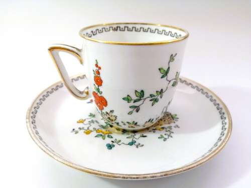 Tuscan Plant Handpainted Art Deco Floral Bone China demitasse Cup and Saucer