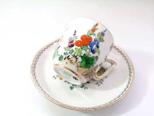 Tuscan Plant Handpainted Art Deco Floral Bone China demitasse Cup and Saucer