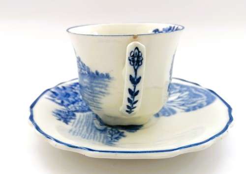 Myott Homeland blue white cup and saucer platter, transferware, 1930s