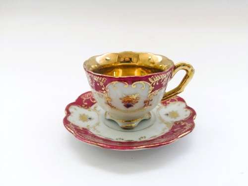stunning old demitasse footed cup and sauce duo