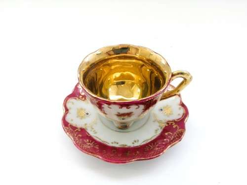 stunning old demitasse footed cup and sauce duo