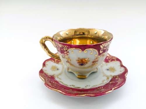 stunning old demitasse footed cup and sauce duo