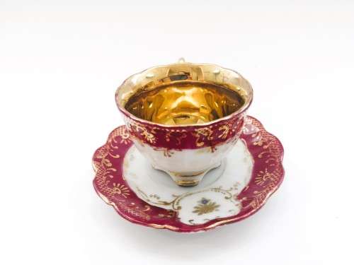 stunning old demitasse footed cup and sauce duo