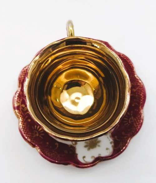 stunning old demitasse footed cup and sauce duo