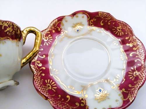 stunning old demitasse footed cup and sauce duo